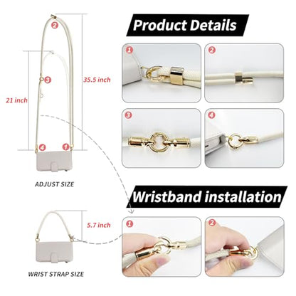 for iPhone 16 2-in-1 Magnetic Crossbody Wallet Case + Wrist Strap | Wireless Charging After Wallet Removal, Detachable Crossbody/Wrist Straps, Landscape Stand, Card Holder and Zipper Pocket - color: Cream apricot, size: iPhone 16