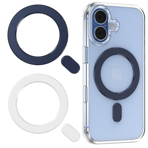 Universal MagSafe Ring, 2 PCS Magnet Sticker Magnetic Adapter Ring - color: White Blue