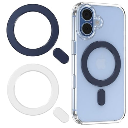 Universal MagSafe Ring, 2 PCS Magnet Sticker Magnetic Adapter Ring - color: White Blue