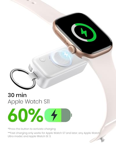 INIU SnapGo Portable Charger, 5000mAh Mini Power Bank for Apple Watch - color: White