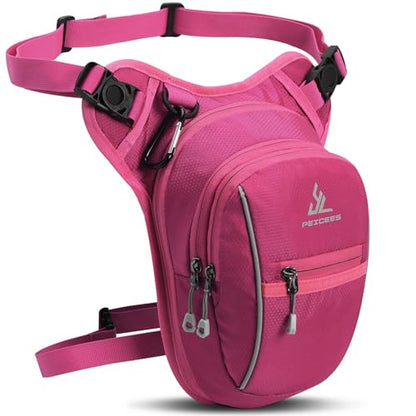 Peicees Motorcycle Leg Bag for Men Womens Thigh Bag, Expandable - color: Rose Red