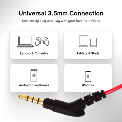 Symphonized Wired Earbuds with Microphone – Noise Isolation Ear Buds with Mic, in Ear Headphones Wire for Computer & Phone, Earphones 3.5 mm Jack - color: Nylon Red, style: 3.5mm Aux