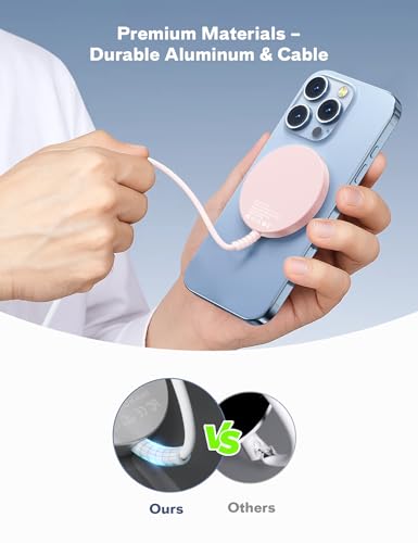 Bohuma Magnetic Wireless Charger: Mag-Safe Charging Pad Fast Charger Pad Dock for Home Office - color: Pink