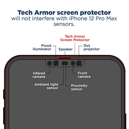 Tech Armor Screen Protector for iPhone 12 Pro Max, Ballistic Glass, 3-Pack - size: iPhone 12 Pro Max-6.7 Inch