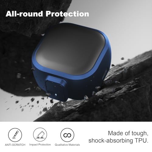 for Samsung Galaxy Buds 4 Pro/Buds 4 Case (2026) with Secure Safety Lock Clip,Shockproof Scratch-Resistant Hybrid PC+TPU Soft Shell Protective Cover Accessories with Carabiner&Cleaning Pen(Dark Blue) - color: Dark Blue Edge-Black