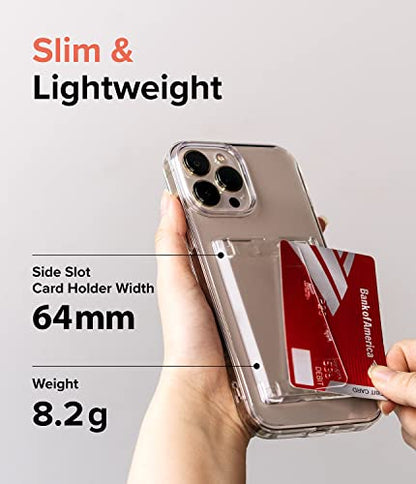 Ringke Side Slot Card Holder for Phone Case, Business Card Holder for Women, Men, ID Credit Card Holder Stick on, Phone Wallet Compatible with iPhone, Galaxy, and Pixel - Clear Mist - color: Clear Mist