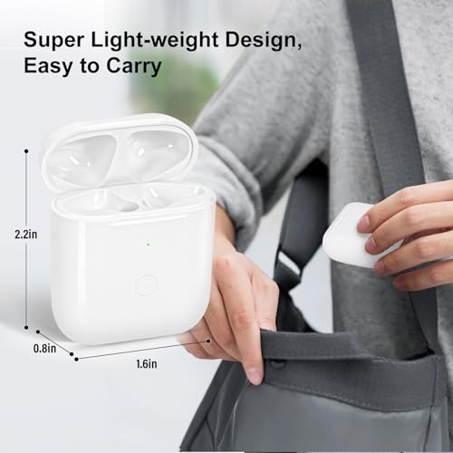 Wireless Charging Case Compatible with AirPod 1st & 2nd Generation, Air Pod Charger Case Replacement with Bluetooth Pairing Sync Button, No Earbuds - color: White