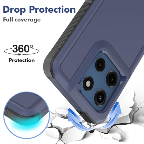 for Moto G Stylus 2025/2026 Case: Dual Layer Protective Heavy Duty Cell Phone Cover Shockproof Rugged with Screen Protector - Military Protection Bumper Tough - for G Stylus 2025/2026, Navy Blue - color: Navy Blue (PC) + Black (TPU)