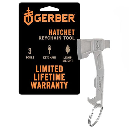 Gerber Hatchet 3-in-1 EDC Keychain Multitool, Bottle Opener, Silver - color: Silver