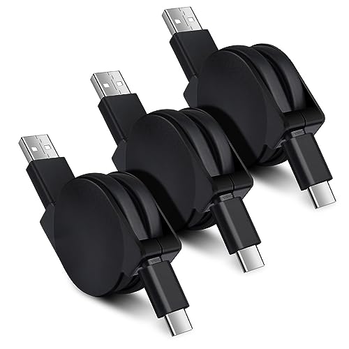 Retractable USB C Cable,3Pack 3.3FT Car Charger for iPhone 17e 17 Pro Max - color: Black3