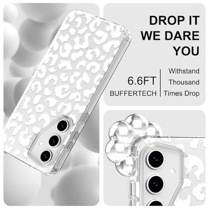 MOSNOVO Case for Samsung Galaxy S24 FE, [Buffertech 6.6ft Military-Grade Drop Protection] [Anti Peel Off Tech] Clear TPU Bumper Phone Case Cover Design - White Leopard Print - color: Clear - White Leopard Print, size: Samsung Galaxy S24 FE