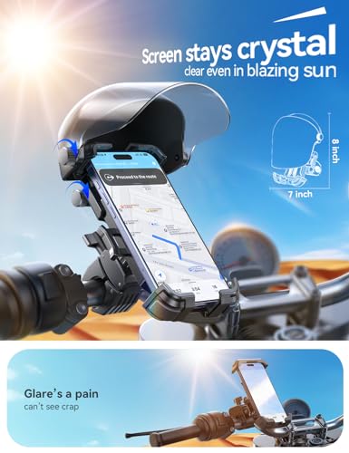 JOYROOM Motorcycle Phone Mount Holder, [All-Weather Sunshade & 120mph Secure Lock] Phone Holder for Motorcycle ATV UTV, [Metal Lock] Handlebar Phone Mount for iPhone 17 16 Pro, All 4.7-7" Phones