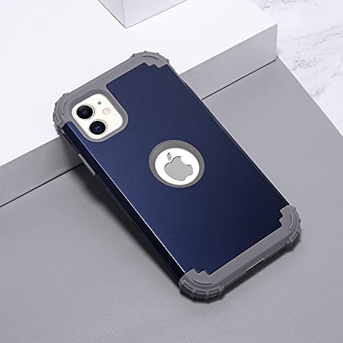 IDweel for iPhone 11 Case with Screen Protector(Tempered Glass), Hybrid 3 in 1 Shockproof Slim Fit Heavy Duty Protection Hard PC Cover Soft Silicone Bumper Full Body Case for iPhone 11 6.1 Inch, Blue - color: Blue