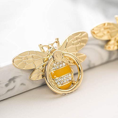 Allengel Stylish Phone Ring Grip Holder Stand, Bee Phone Finger Holder Kickstand for iPhone and Android Phone, Gold & Crystal - color: gold01