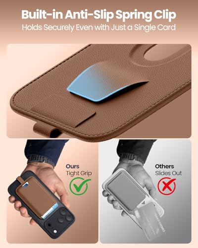 FlyReal for MagSafe Wallet, with Anti-Loss Lanyard, Brown - color: Brown
