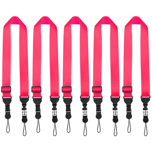 FIEIL 5 Pack Nylon iPad Strap, Adjustable Camera Neck Strap, Comfortable Shoulder Strap for iPad, Cellphone Tablet, Camera, Laptop, Binocular, Luggage Bag(Rose red Universal Neck Lanyard) - size: 5 Pack Rose Red