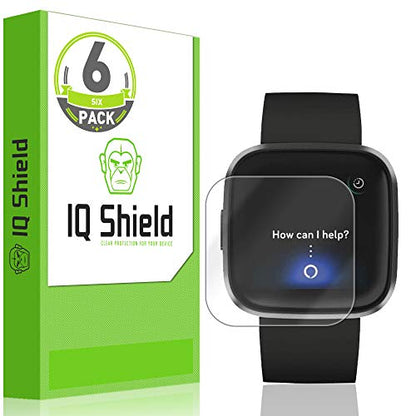 IQShield 6 Pack Screen Protector for Fitbit Versa 2 Easy Install Anti-Scratch Ultra Thin Smudge Resistant Anti-Bubble Clear TPU Film - size: 1.4 INCH
