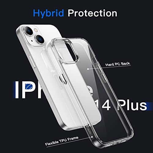 JETech Case for iPhone 14 Plus, Anti-Yellowing, Clear | Shockproof Protection, Scratch Resistant Hard PC Back, Durable Transparent TPU Bumper - color: Clear, size: iPhone 14 Plus