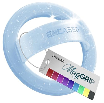 Encased Magnetic Phone Grip Holder (Compatible with MagSafe) Thin Silicone Finger Loop Ring for iPhone (Blue Glitter) - color: Blue Glitter