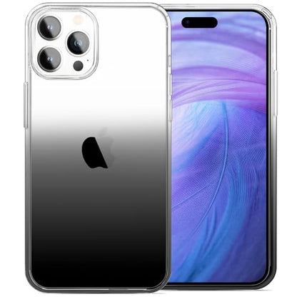 JJGoo Compatible with iPhone 15 Pro Case Clear, Soft Clear Fiexible TPU Phone Cases, Shockproof Transparent Bumper Cover Slim Thin Phone Case, Gradient Black - color: Gradient Black