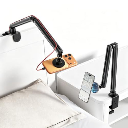 Magnetic Phone Holder for Bed, Adjustable Phone Arm Mount for Desk