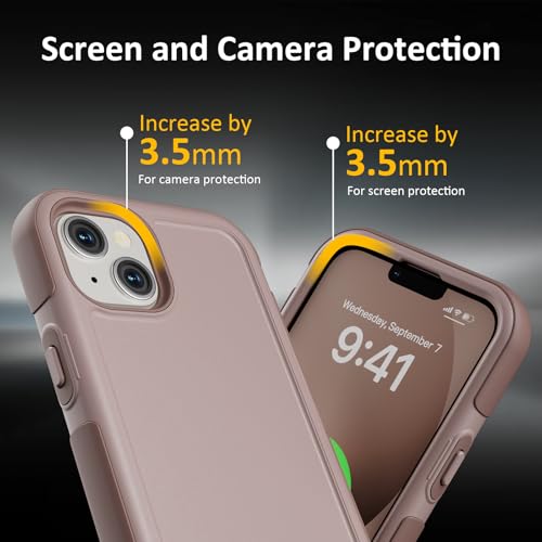 Follaroma for iPhone 13 Case, Heavy Duty Magnetic Cases, Light Brown,6.1" | Compatible with MagSafe, Heavy Duty Shock proof,Military-Grade Anti-Drop Protective,Dual Layer Magnetic Protection Phone Case - color: Brown Pink