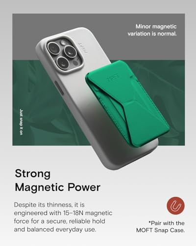 MOFT Magnetic Wallet Stand Compatible with iPhone 17/16/15/14/13/12 Series, Angle Adjustment Magsafe Compatible MOVAS Phone Stand, Oz Green - color: Oz Green, size: Standard