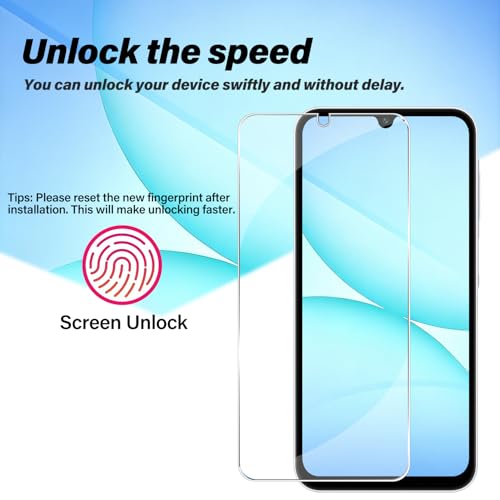 BIGFACE Galaxy A17 Tempered Glass Screen Protector + Camera Lens Protector [2 + 2 Pack][Case Friendly][Anti-Scratch][Ultrasonic Fingerprint Unlock] HD Protective Film for Samsung Galaxy A17 - size: Galaxy A17(6.7")