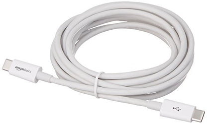 Amazon Basics USB-C to USB-C Fast Charging Cable, 480Mbps Speed, USB-IF Certified, for Apple iPhone 16/15, iPad, Samsung Galaxy, Tablets, Laptops, 9 Foot, White - color: White, size: 9-Foot