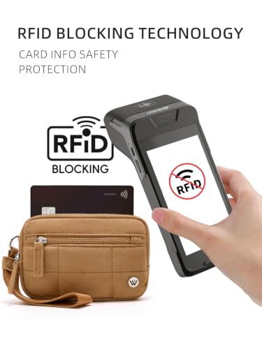 WESTBRONCO Wristlet Wallets for Women – RFID Blocking Quilted Nylon Phone Wallet, Card Holder Purse for Travel & Everyday Use - color: Suede Brown