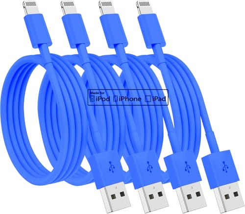 Susnwere 4 Pack [Apple MFi Certified] Apple Charging Cables 6ft, iPhone Chargers, Lightning Fast iPhone Charging Cord for iPhone 12/11/11Pro/11Max/ X/XS/XR/XS Max/8/7, ipad (Dark Blue) - color: Dark blue, size: 4pack(6ft)