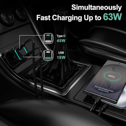 45W Super Fast USB C Car Charger and Wall Charger Block for Samsung/iPhone