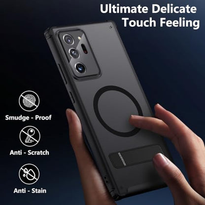 TIANNIUKE Magnetic Case for Samsung Galaxy Note 20 Ultra, Translucent Matte Anti-Fingerprint,Compatible with MagSafe,Adjustable Kickstand,Shockproof Protective Phone Case (Black) - color: Kickstand Black, size: Galaxy Note 20 Ultra