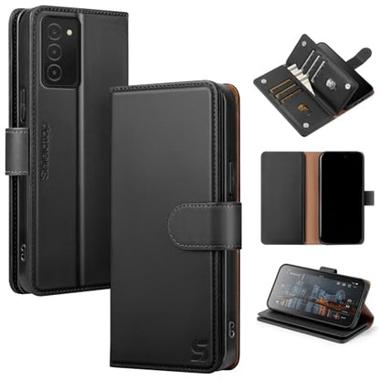Shieldtop Compatible with Samsung Galaxy A03S US Wallet Case with Card Holder,RFID Blocking PU Leather Phone Case Folio Flip Shockproof TPU Protective Cover Credit Card Slots Women Men,Black - color: Black