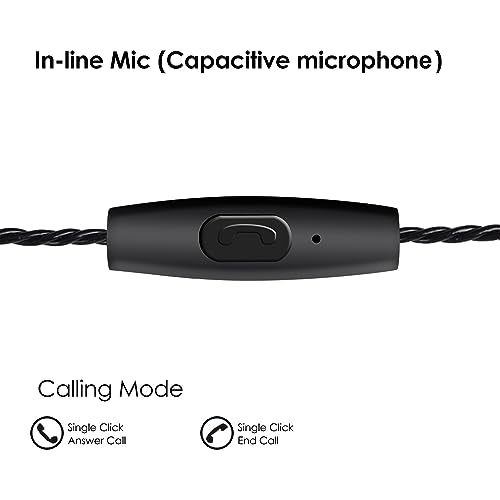 DEMAKE in Ear Monitor with Detachable 3.5mm Cable, with Mic - color: Black, size: With Mic