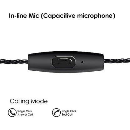 DEMAKE in Ear Monitor with Detachable 3.5mm Cable, with Mic - color: Black, size: With Mic