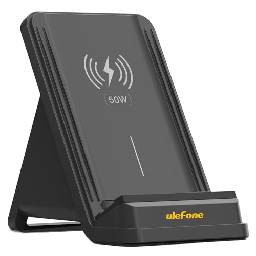 Ulefone WCS01 50W Wireless Charger, 50W Max Fast Wireless Charging Stand, Fast Charge Compatible with Ulefone Armor 23/25/27/28 Series(No AC Adapter)