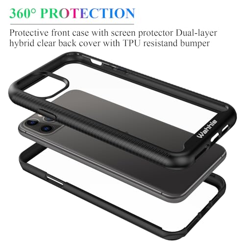 Compatible with iPhone 11 Pro Max Case, Built in Screen Protector Full Body Shockproof Slim Fit Bumper Protective Phone Cover 6.5'' Men Women-Black/Clear - size: iPhone 11 Pro Max