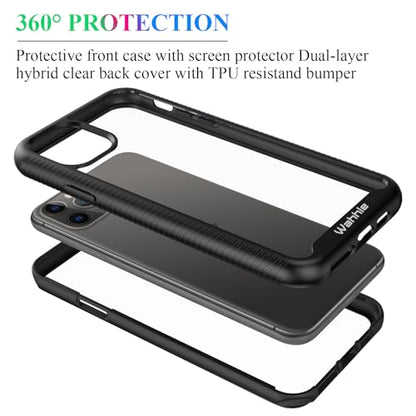 Compatible with iPhone 11 Pro Max Case, Built in Screen Protector Full Body Shockproof Slim Fit Bumper Protective Phone Cover 6.5'' Men Women-Black/Clear - size: iPhone 11 Pro Max