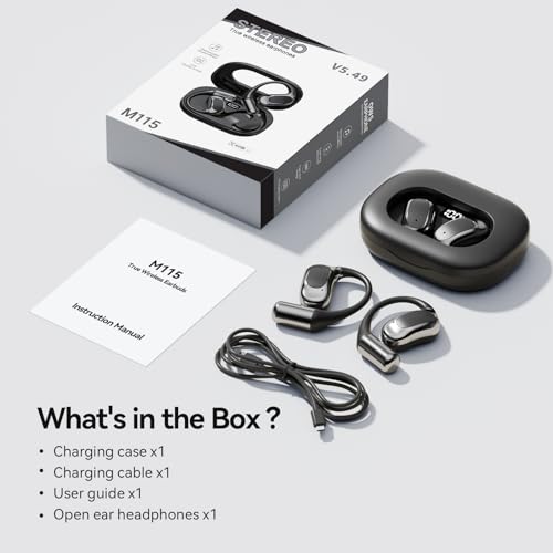 Open Ear Headphones Bluetooth Wireless Over Ear Earbuds(Black) - color: blcak