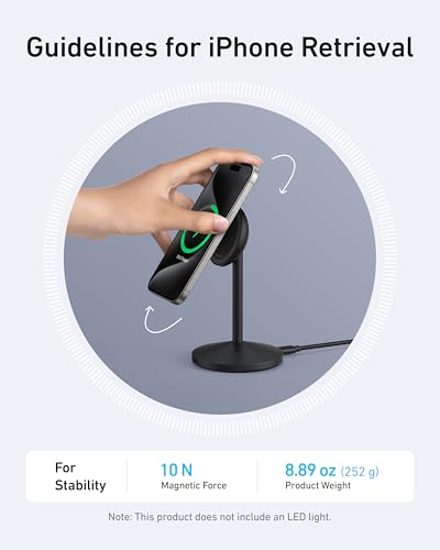 Anker MagSafe Charger, MagGo Qi2 15W 360-Degree Wireless Charger Stand - color: Black