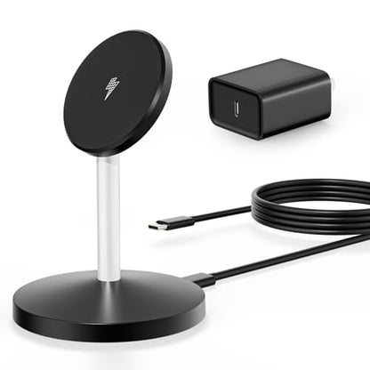 Magnetic Wireless Charger i Phone Stand 15W Fast Mag-Safe Charging Station - color: Black
