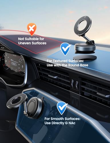 Lamicall for MagSafe Car Mount 70LBS Vacuum Suction Dashboard & Windshield - color: Black