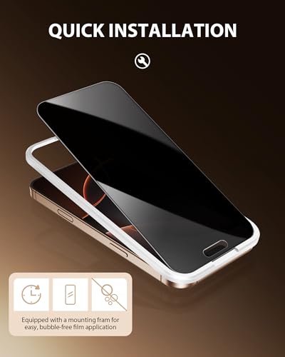 PDDKISS 2 Pack Privacy Screen Protector for iPhone 16 Plus - size: for iPhone 16 Plus - 6.7 inch