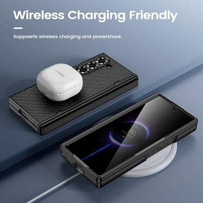 VEGO for Samsung Galaxy Z Fold 6 Case with Privacy Screen Protector - color: Carbon Fiber