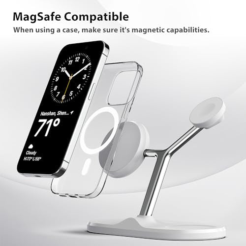 3 in 1 Wireless Charging Station for Apple Devices with MagSafe - color: White, size: Included adapter