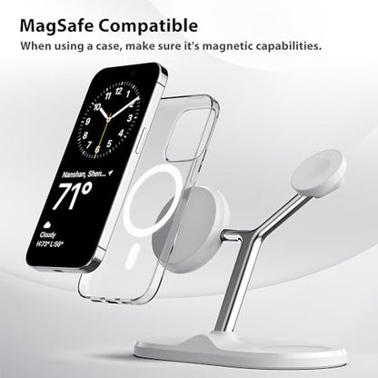 3 in 1 Wireless Charging Station for Apple Devices with MagSafe - color: White, size: Included adapter