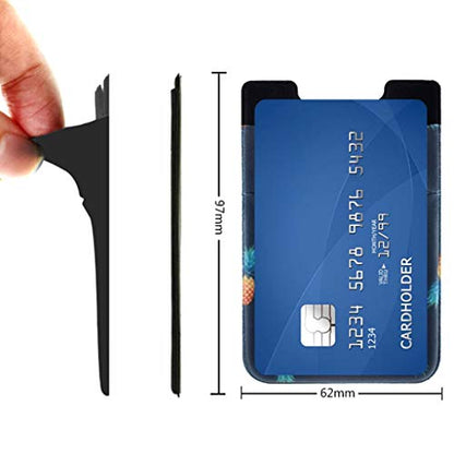 Phone Card Holder Phone Wallet Stick On Stretchy Card Holder for Back of Phone Credit Card Holder for Phone for Case, Black, Minimalist