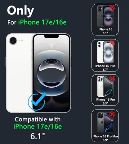 FNTCASE iPhone 17e/16e Case Magnetic Glitter | Sparkle Clear, Anti Yellowing Scratch-Resistant Transparent, Rugged Military Grade Protection Slim Cell Phone Cover - color: Clear Transparent