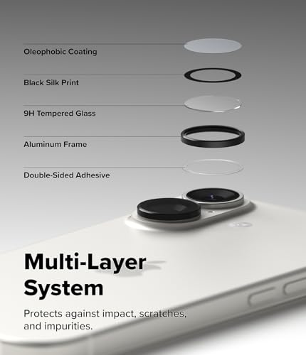 Ringke for iPhone 17 Camera Lens Protector [Camera Lens Frame Glass Black] - size: iPhone 17
